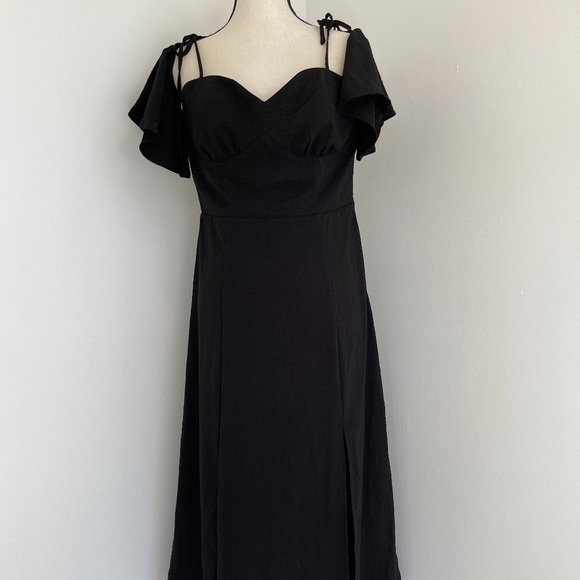 UO black cold off the shoulder midi dress - Picture 5 of 14